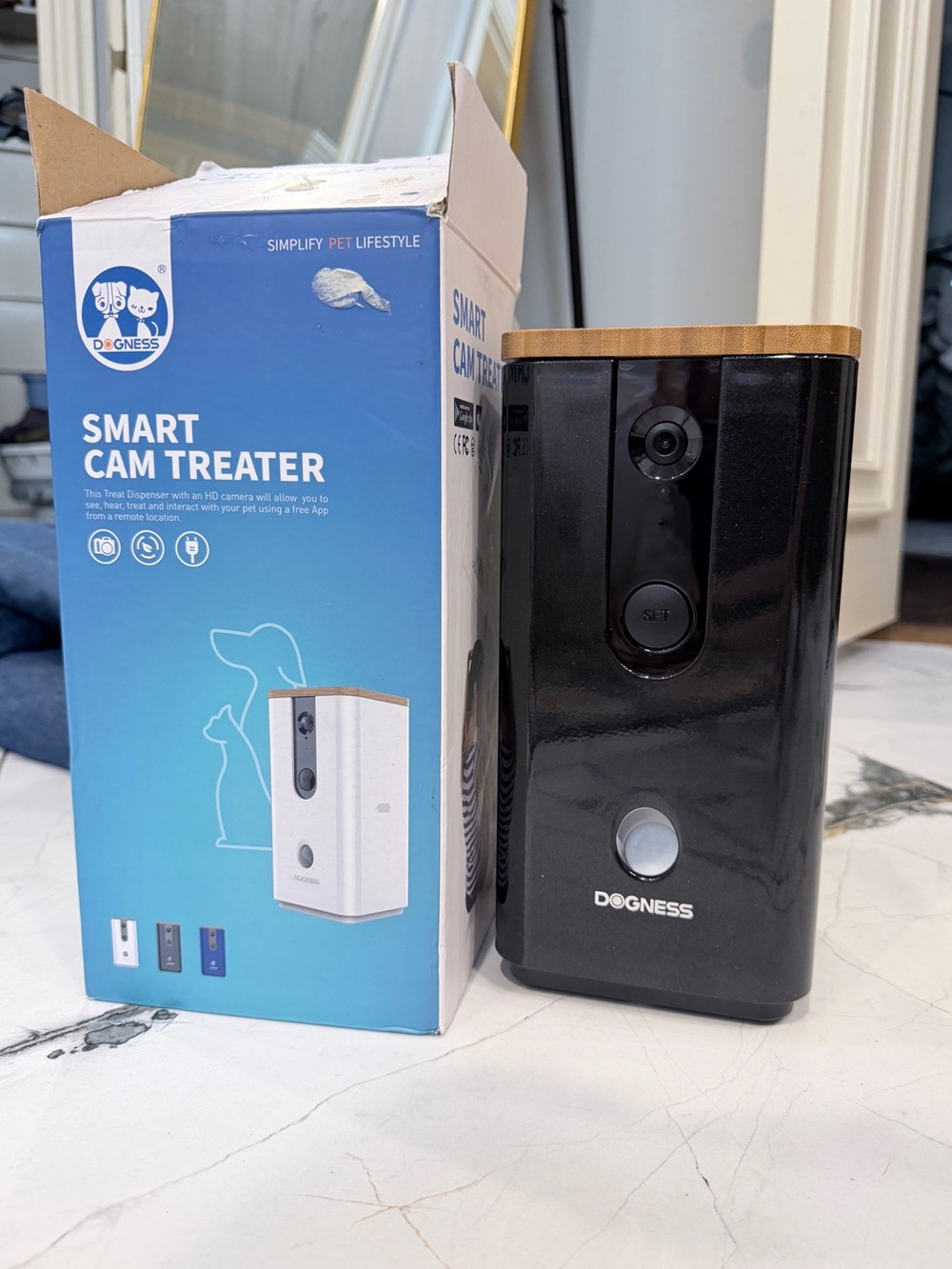 DOGNESS Smart Cam Treater T03 Pet Camera Treat Dispenser Black Open Box